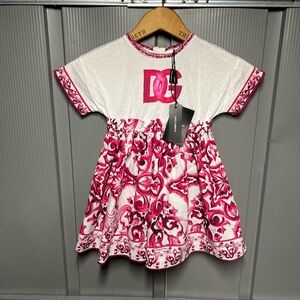 Dolce & Gabbana Little Girls & Girls Logo Tris Maioliche T Shirt Dress 4 NWT